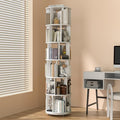 6-Tier Solid Wood Rotating Bookshelf on Wheels, 360° Spinning Book Shelf Tower by IUNVR