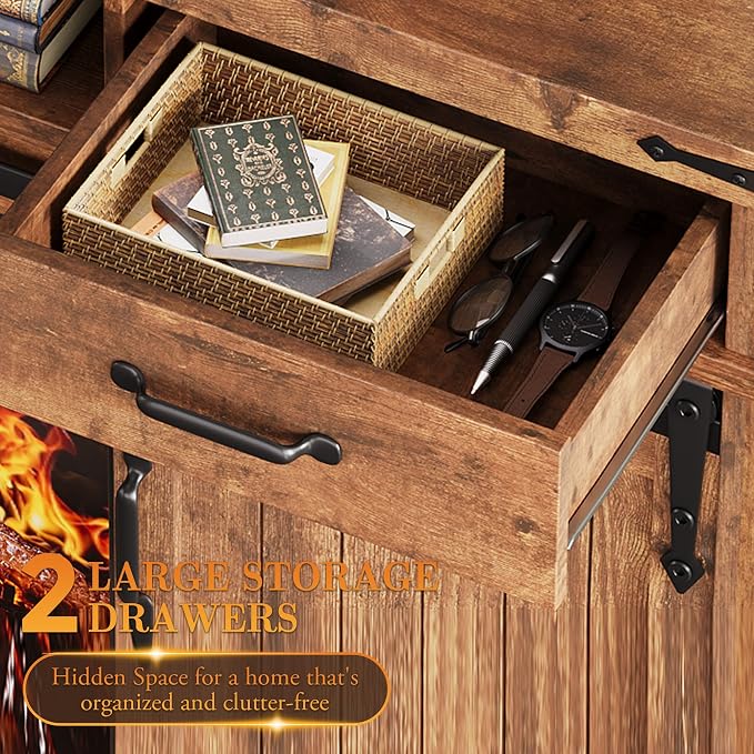 Jocoevol Fireplace TV Stand for TVs up to 65", Electric Fireplace - Image 3