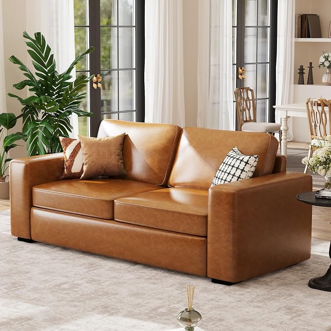 ABCASA Loveseat Set of 2, Living Room Furniture Set, Oversized Faxu Leather Sofa - Image 8