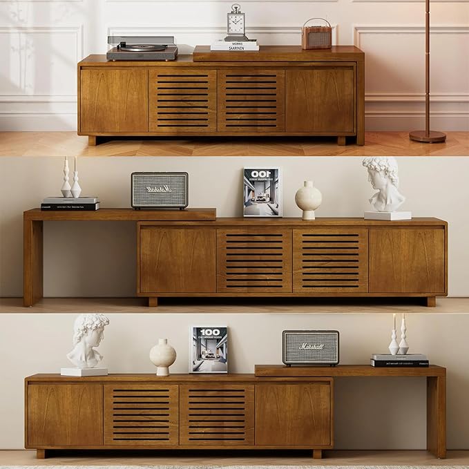 LKTART Mid Century Modern TV Stand, Extendable Entertainment Center - Image 3