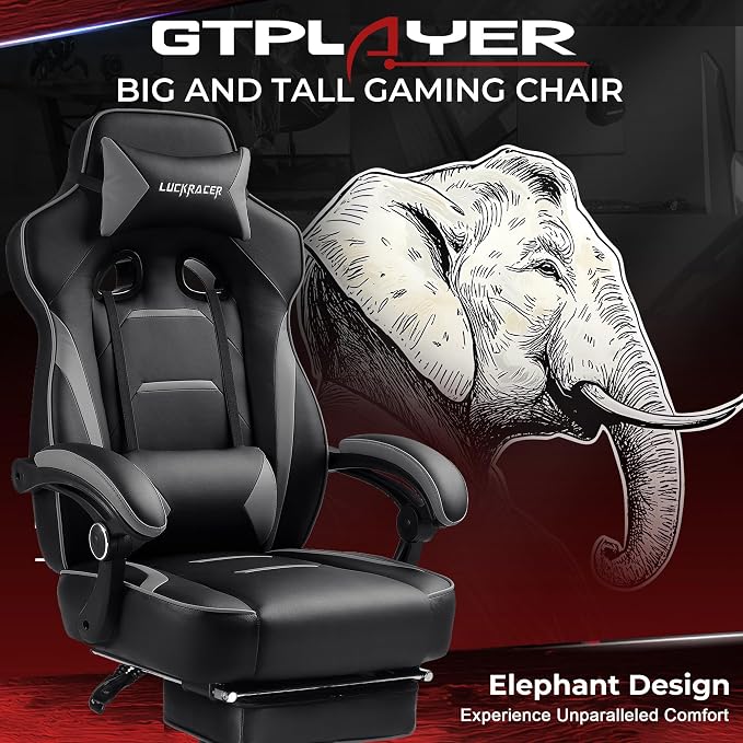 GTPLAYER Gaming Chair with Footrest, Big and Tall Game Chair 350lb Racing Style - Image 6