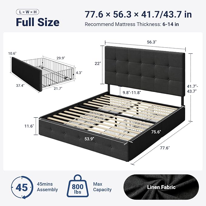 Allewie Upholstered Full Size Platform Bed Frame - Image 2