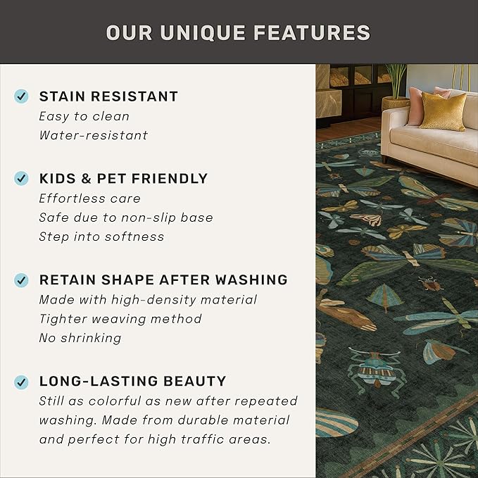 Dark Green 2'6"x12' Long Runner Rugs - Image 7