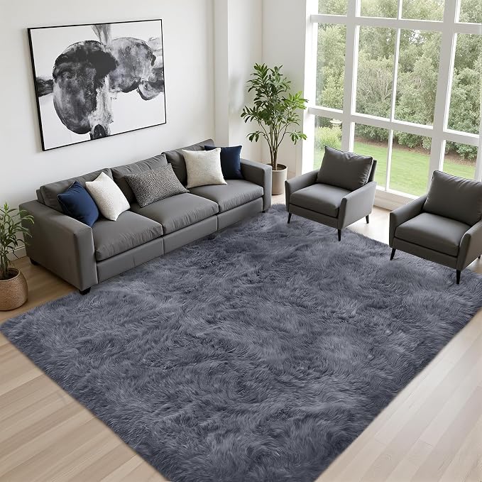 Fluffy Area Rugs 9x12 Living Room Bedroom: Ultra Soft Shag Rug Upgrade Non-Slip - Image 2