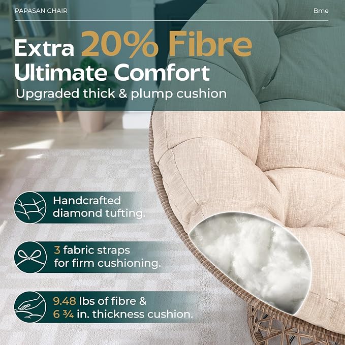 Bme Metal Oversized Swivel Papasan Chair, Living Room Chair - Image 4