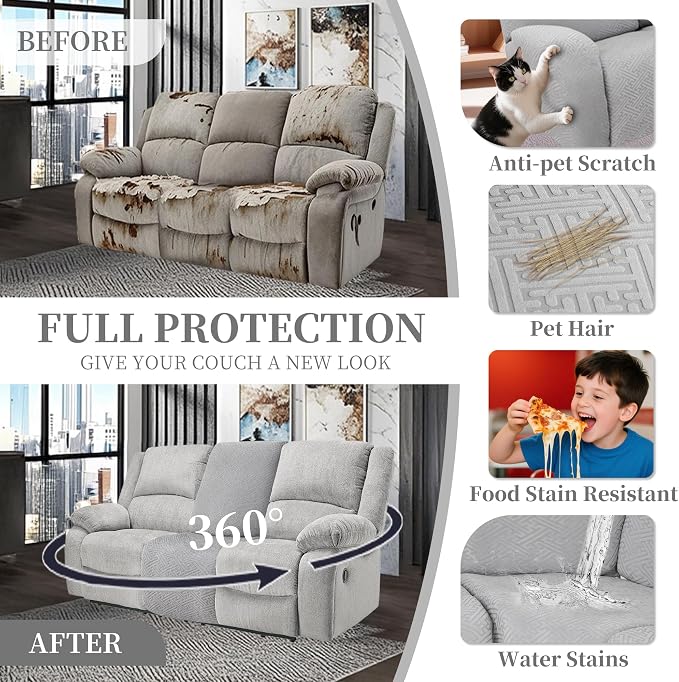 100% Waterproof Sectional Recliner Couch Covers - Image 5