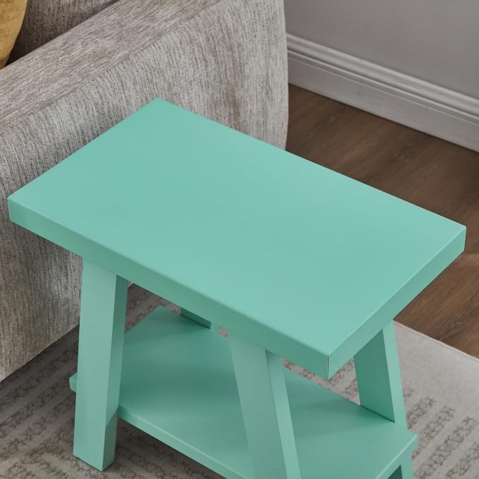 Roundhill Furniture Athens Contemporary Wood Shelf Side Table in Teal - Image 4