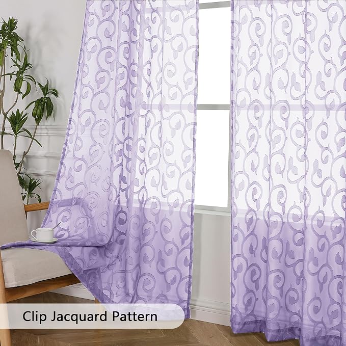 OWENIE Furman Sheer Curtains 72 inches Long - Image 3
