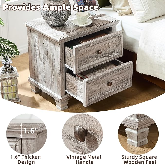 SAVOR LIFE Farmhouse Nightstand Set of 2 - Image 7