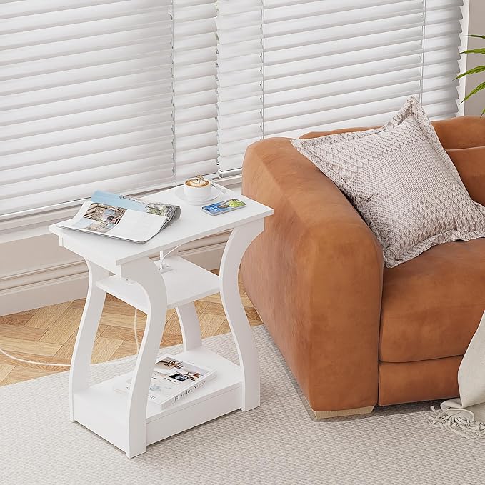 FROMJBEST End Tables Living Room Set of 2, End White Table - Image 3
