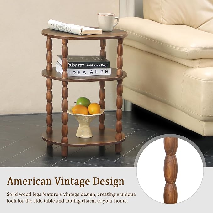 MaxSmeo Side Table, 3-Tier Small End Table, Modern Oval Night Stand Accent Table - Image 5