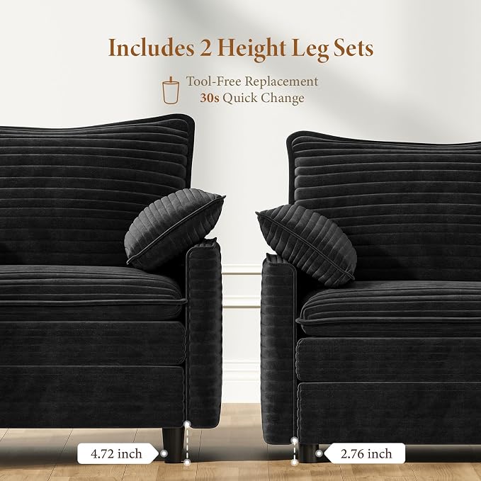 Vesgantti 74" Cloud Couch for Living Room, 2 Seaters Deep Seat Sectional - Image 4