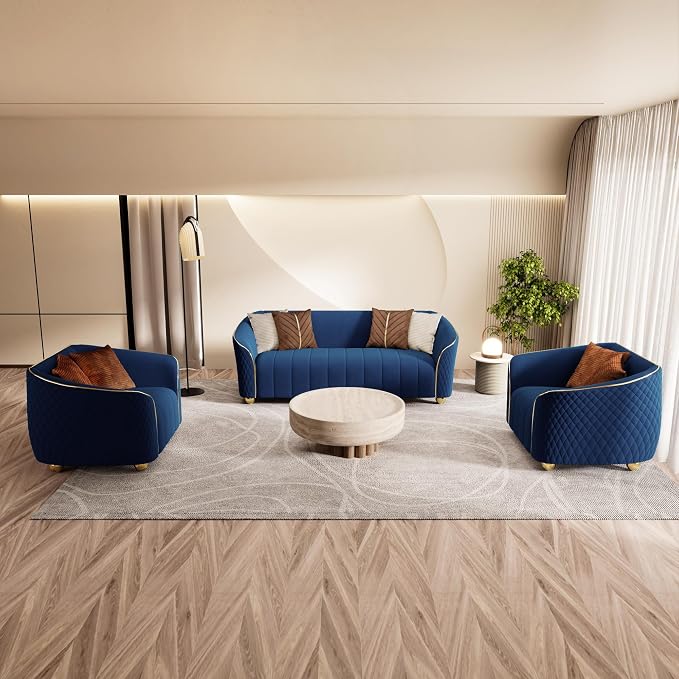 3-Piece Luxury Velvet Sofa Set for Living Room, Elegant Design Couch Set by yunqishiHOME