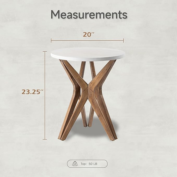 Pedestal Farmhouse End Table, Distressed Top - Image 2