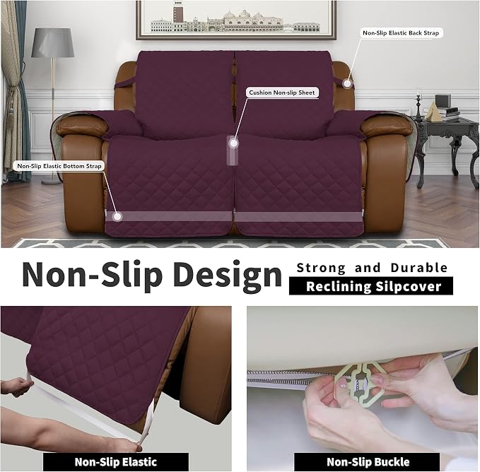 Easy-Going Oversized Loveseat Recliner Cover, Reversible Couch Cover - Image 4