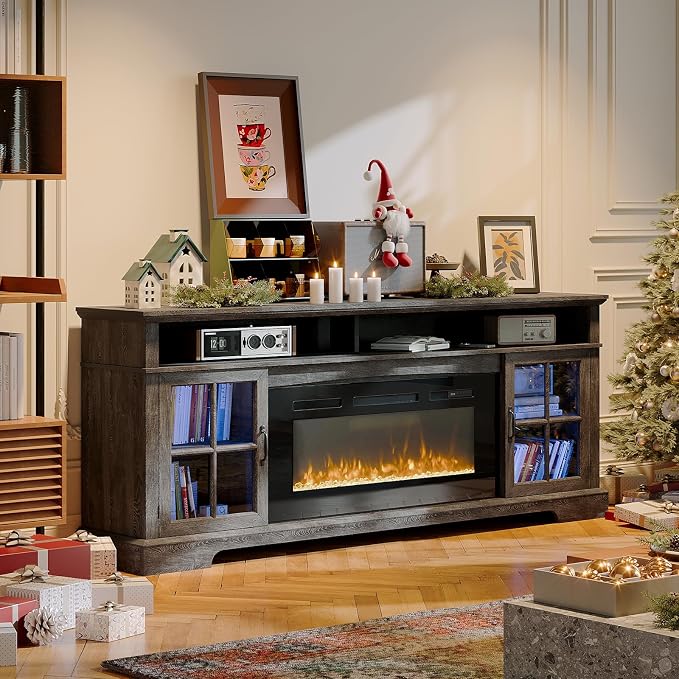 70" Farmhouse TV Stand with 36" Fireplace - Image 3