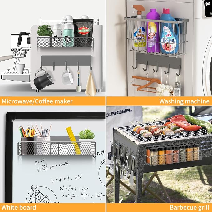DTUQYX Magnetic Spice Rack for Refrigerator, 7 Pack Metal Magnetic Shelf - Image 7