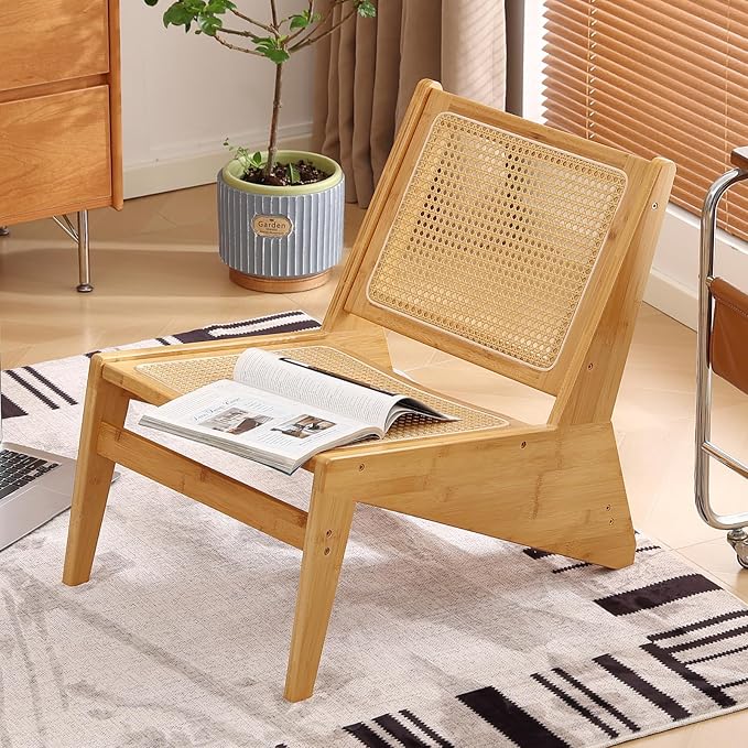 Welnow Mid Century Rattan Accent Chair, Bamboo Wood Lounge Chair by LifeGetsBetterWithWelnow