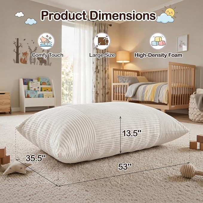 BRINJOY 3 in 1 Kids Bean Bag Chair Bed, Memory Foam Filled Floor Bed Bean Bag - Image 3