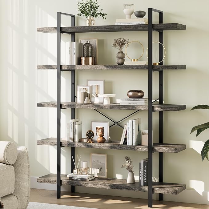 OtterOasis Heavy Duty 5-Tier Industrial Bookcase, 120lbs Shelf Capacity by OtterOasis