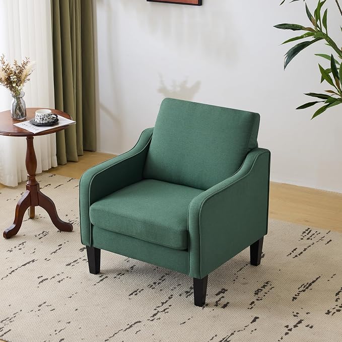 VINGLI Accent Chair for Living Room Chairs Dark Green Reading Chair for Bedroom - Image 2