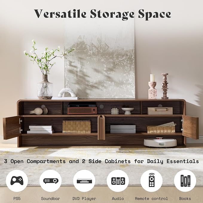 AMERLIFE 70" Fluted Wood TV Stand - Image 4