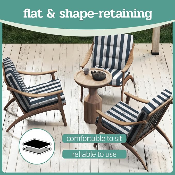 Outdoor Chair Cushion, High Back Soft Seat Pad, Indoor Outside Use, - Image 7