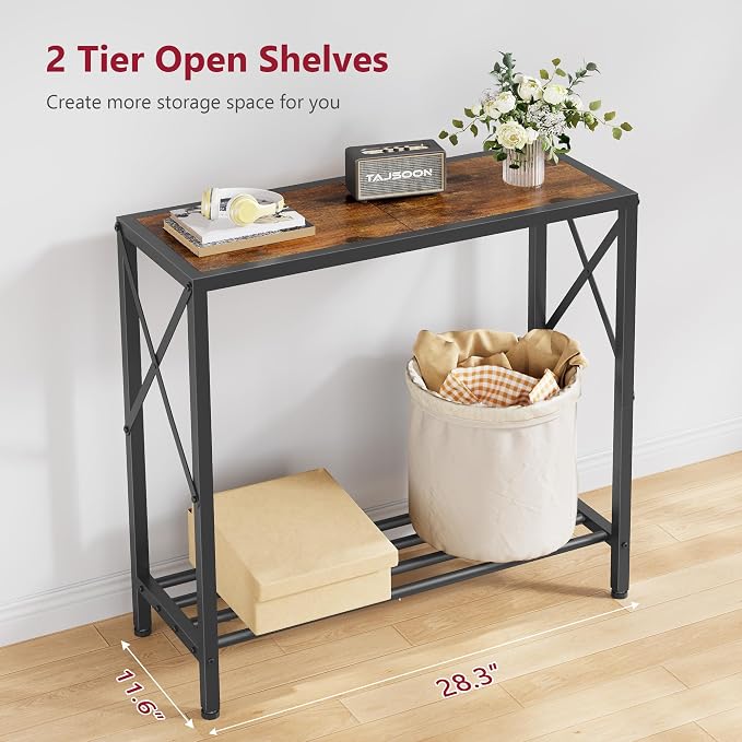 Tajsoon Console Table 28.3''L, 2 Tier Narrow Entryway Table - Image 8