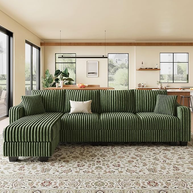Belffin Sectional Couch with L-Shape Chaise L Shaped Couch with Ottoman by Belffin