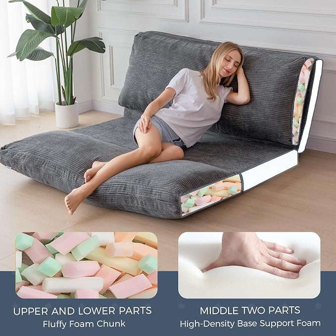 MAXYOYO Folding Sofa Bed, Extra Thick and Long Floor Sofa Convertible Sleeper - Image 4