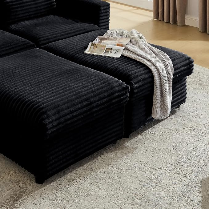 35.3" Corduroy Ottoman with Storage Oversized Ottoman - Image 7