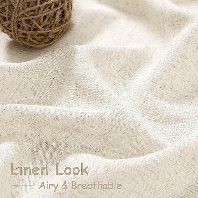 Extra Long Warm Beige Linen Curtains 120 Inch - Image 4