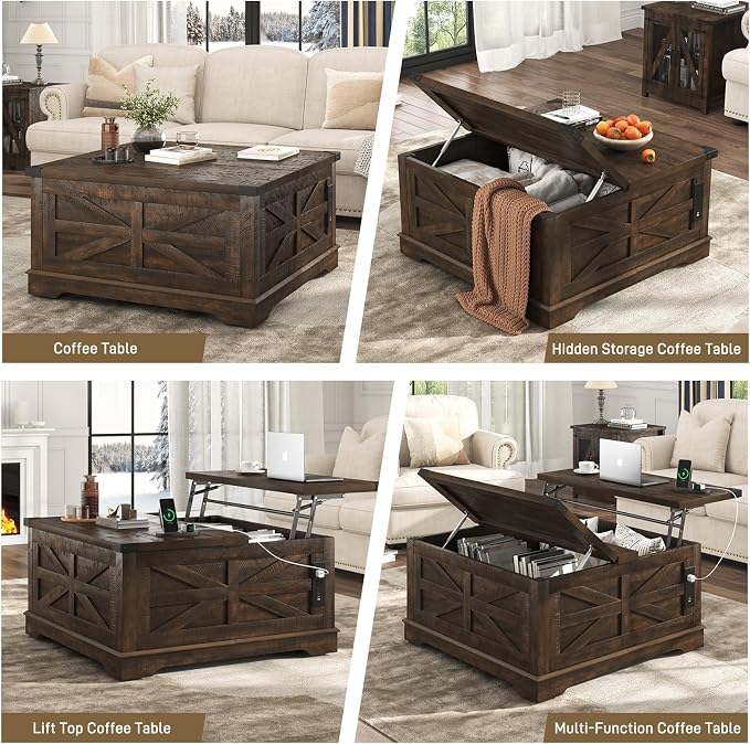 Hlivelood 36" Farmhouse Movable Lift Top Coffee Table - Image 7