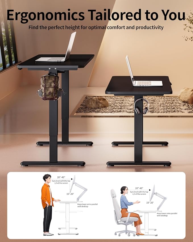 BIZUM Electric Standing Desk 63 x 24 Inch Computer Desk-Gaming Desk Black Home - Image 4