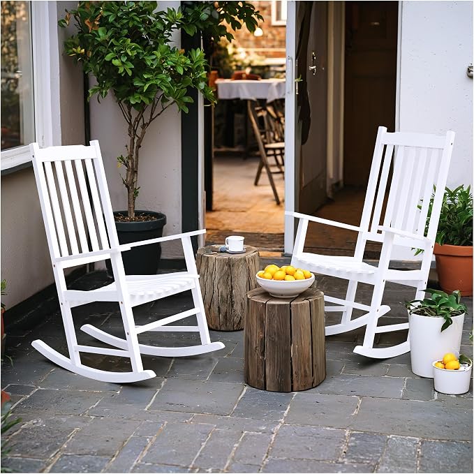 Flamaker Outdoor Rocking Chair Oversized Wooden Patio Chairs - Image 7
