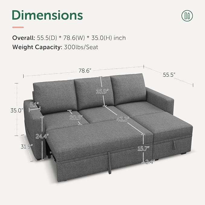 HONBAY Modular Sectional Sleeper Sofa - Image 2