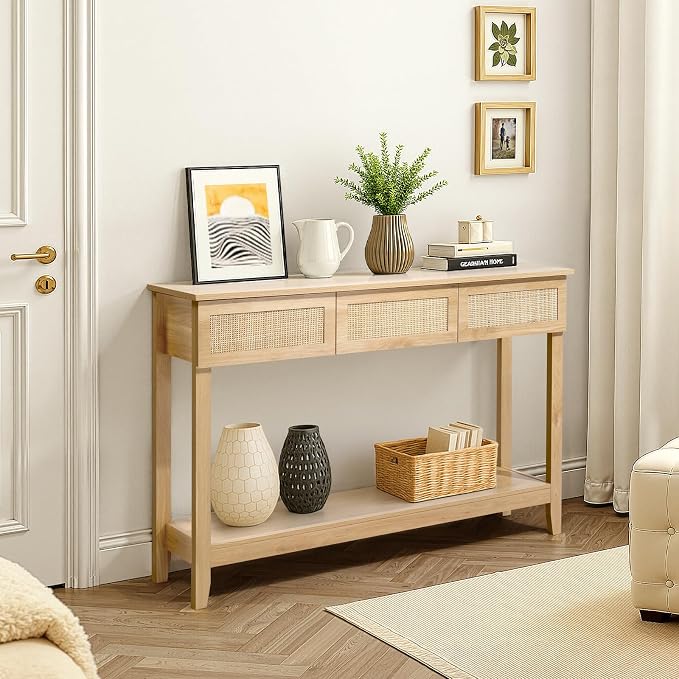 Karl home Console Table, Rattan Entryway Table - Image 6