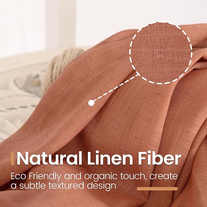 BGment Terracotta 96 Inches Long Linen Curtains - Image 3