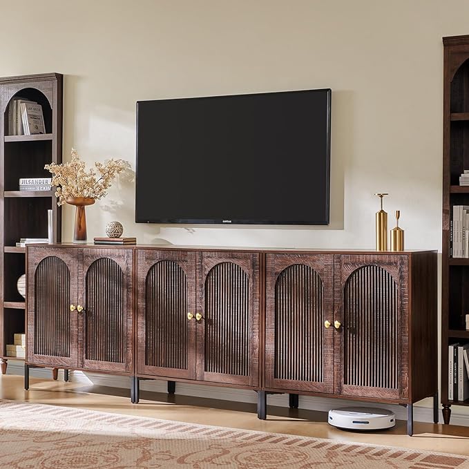 IFBUY Modern Sideboard Buffet Cabinet, 92.63" W Fluted Arched Buffet Cabinet by IFBUYFarmhouseFurniture