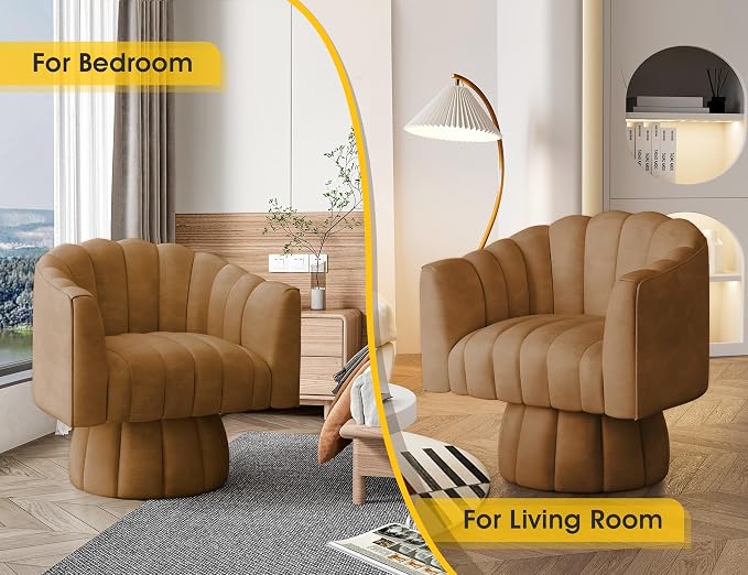 Dewhut Swivel Accent Chair, 360° Swivel Barrel Chair - Image 4