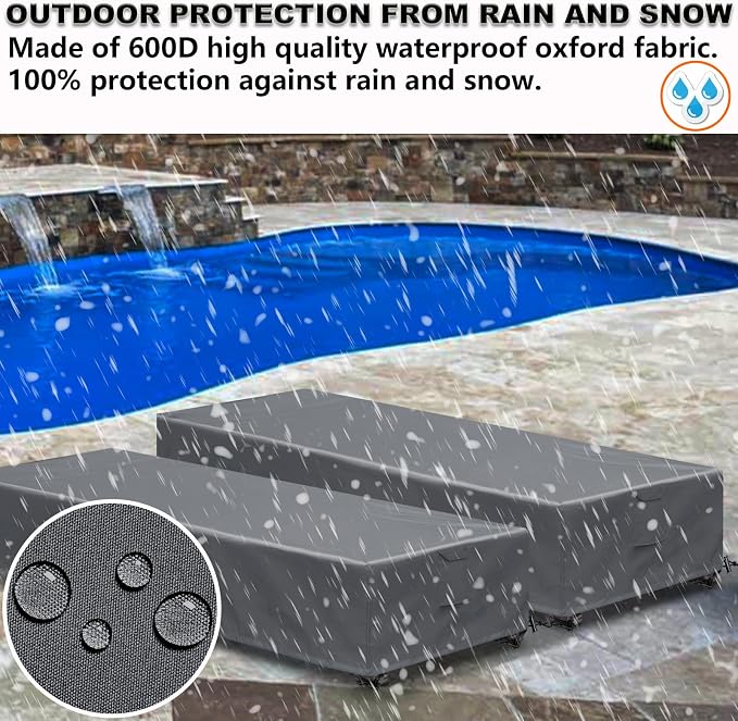 Waterproof Patio Lounge Chair Cover 1 Pack Outdoor Chaise Lounge Covers 600D - Image 7