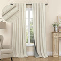 Linen Drapes for Living Room Darkening 100% Blackout Curtains 86 Inch Length 2 by Pitalk