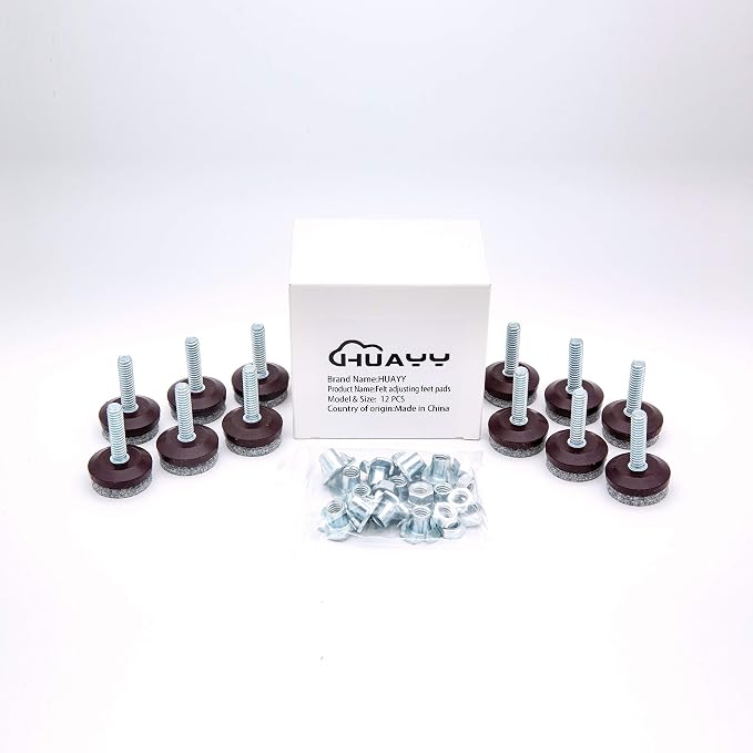HUAYY 12 Pack Adjustable Furniture Leveling Feet, 1/4-20 Threaded Stem - Image 6