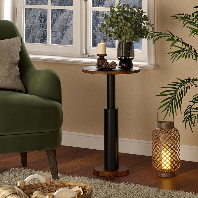 LAATOOREE Small Round Side Table, Accent Drink Coffee Table, Pedestal End Table - Image 4