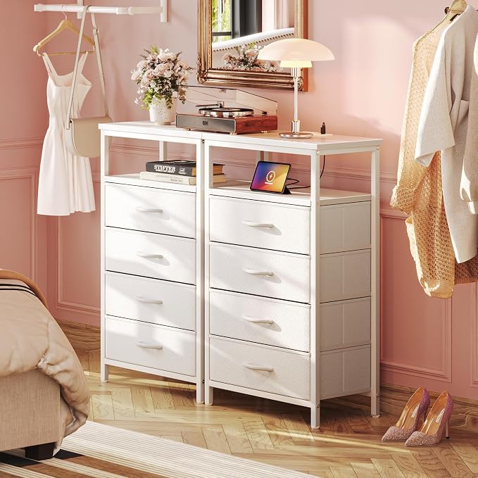 Huuger Night Stand with Charging Station, Bedside Table, Tall Nightstand with - Image 7
