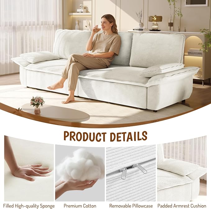 KEIKI 94.5" King-Size 3-in-1 Convertible Sleeper Sofa, Oversized Pull-Out Couch - Image 5