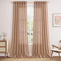 Nanspring Peach Linen Curtains 96 Inches Long Set by Nanspring
