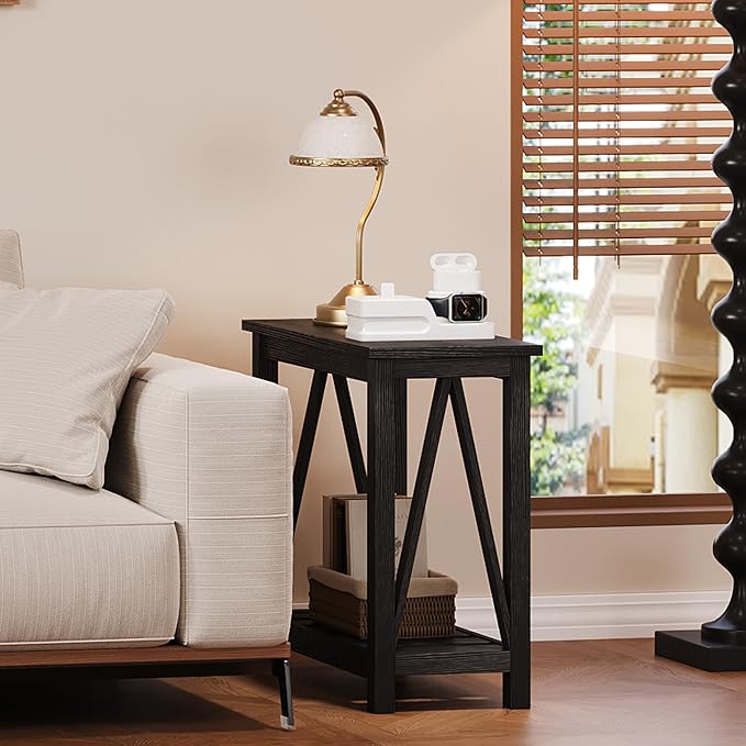 ChooChoo Farmhouse End Table Set of 2, Rustic Vintage Narrow End Side Table - Image 7
