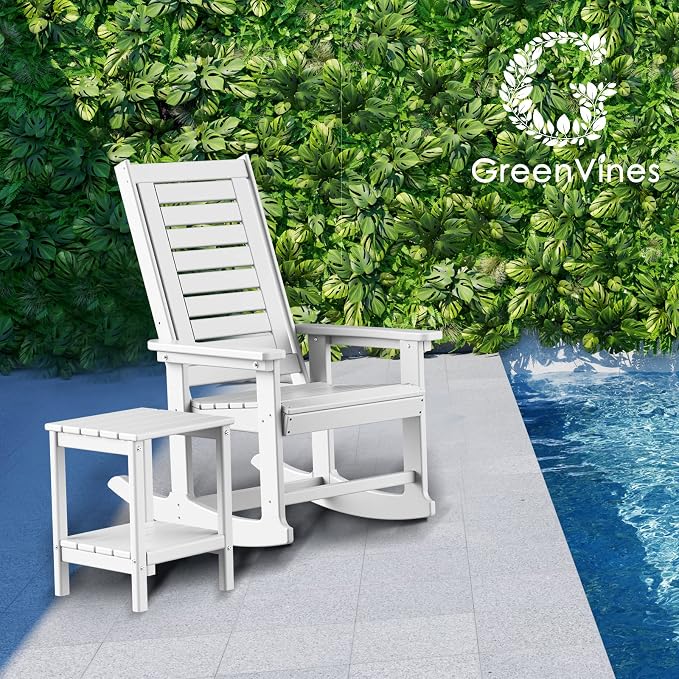 GREENVINES Outdoor Rocking Chairs | Set of 4 | Porch Rocker | HDPE Plastic | - Image 2