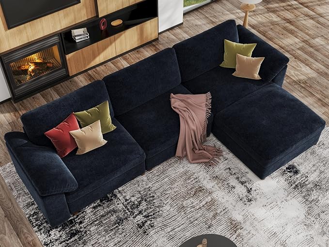 EASE MOOSE Blue Sectional Modular Sofa, FSC Certified Oversized L Shape - Image 3